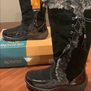 Womens Sporto Side Winder Waterproof Boots - Black